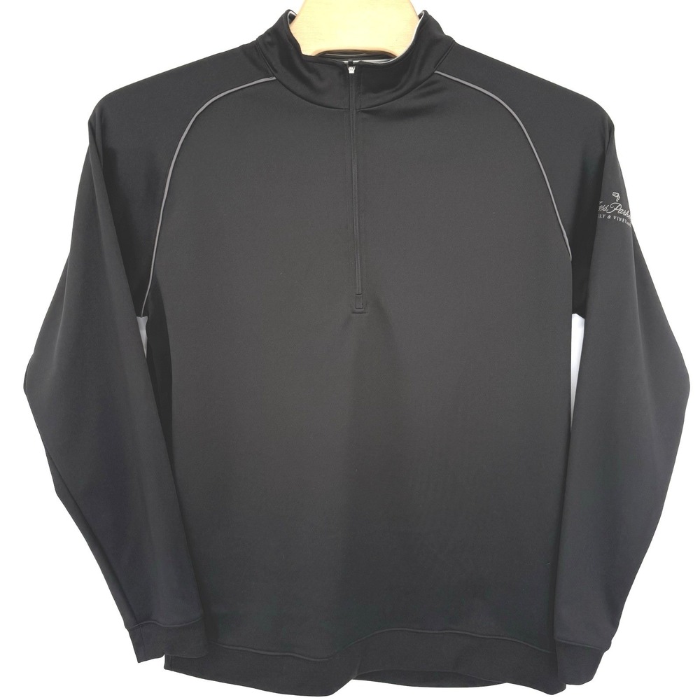 Straight Down Pullover Mens XL Black 1/4 Zip Fess‎ Parker Winery Golf Activewear